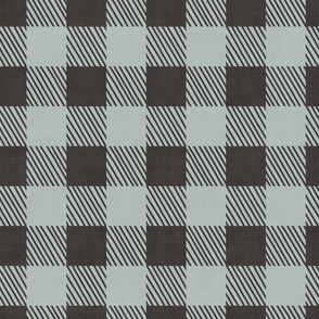 Buffalo Plaid in Blue Gray and Black (Large)