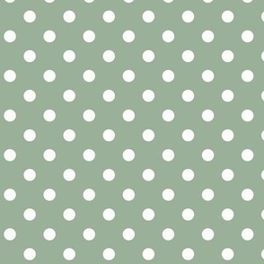 Dotty: Powdery Forest Green & White Polka Dot, Powdery Green Dotted