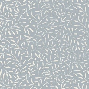 foliage - creamy white _ french grey blue - small leaves on branches
