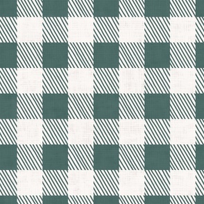 Buffalo Plaid in White and Evergreen (Large)