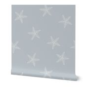 Minimal Coastal Dotted Starfish Stars in Light Grey and White  (Large Scale) 