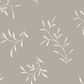 little branches - cloudy silver taupe _ creamy white - twigs