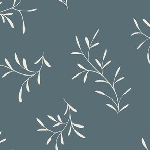 little branches - creamy white _ marble blue teal - twigs