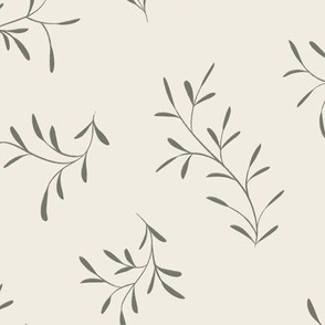 little branches - creamy white _ limed ash green - twigs
