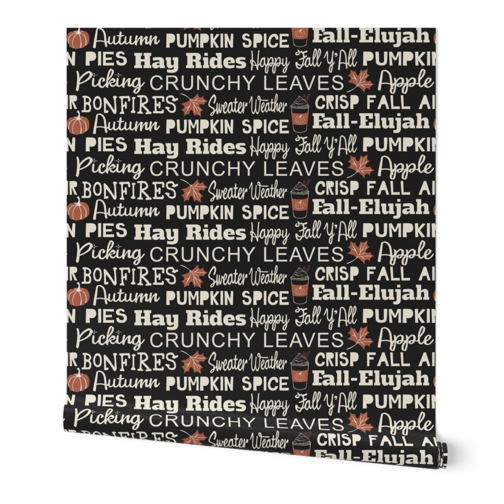 Fall-Elujah - Fall Autumn Typography Text Words Black Large