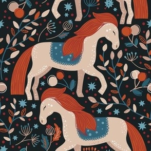 Horse floral Scandinavian forest