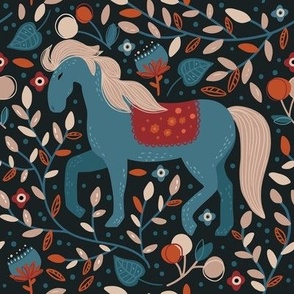 Horse floral Scandinavian forest