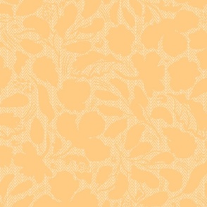 large-Monochrome retro yellow loose florals embossed on tiny chevron textured backround