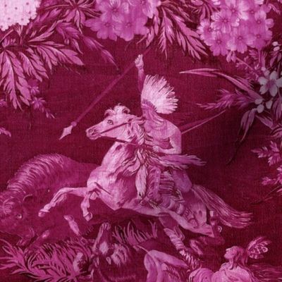 Equestrian Indian Cowboys Tropical Chinoiserie  pinks