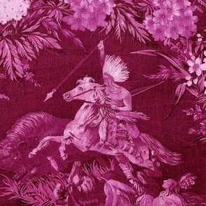 Equestrian Indian Cowboys Tropical Chinoiserie  pinks