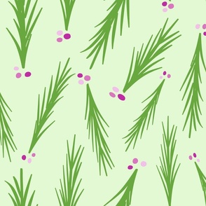 Pine Boughs with Berries in Pink and Green