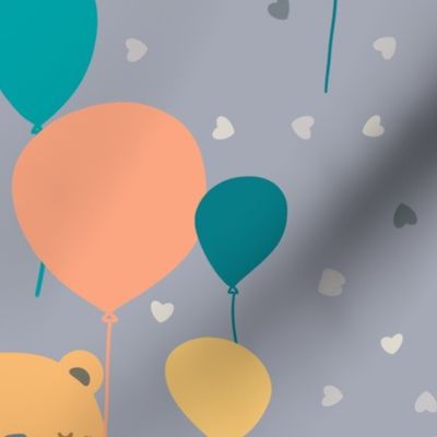 Adorable Bear with Colorful Balloons