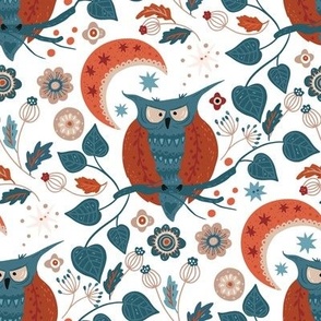 Owl Floral Scandinavian Forest