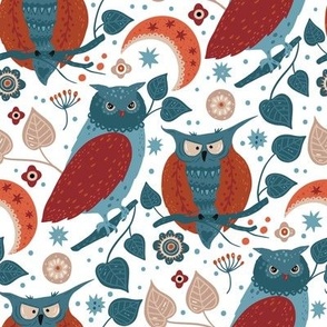 Owl Floral Scandinavian Forest