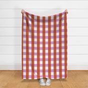 gingham check- violet and red-orange