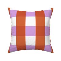 gingham check- violet and red-orange
