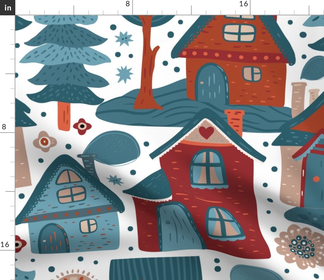 Big Size Cute winter house in a Cozy pine forest