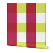 gingham check-yellow-green and red