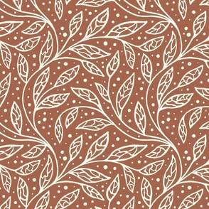 Boho intricate curly foliage Terracotta-Ivory