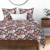 Colorful Vintage Floral – Retro 1960s and 1970s Flowers (dk-15) smaller scale