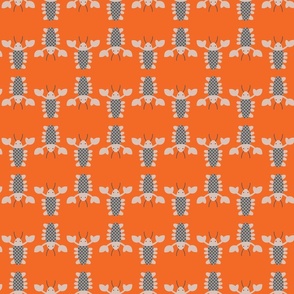 Lobster gathering on orange background medium scale