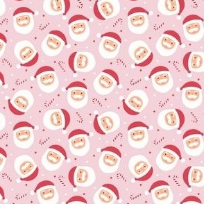 x small / Santa and Candy Cane on Soft Pink