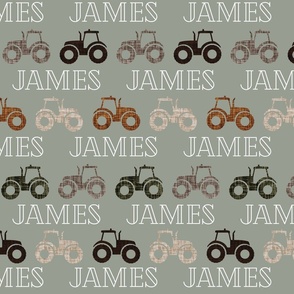 James: Cheque Font on Tractors Sage, Stone, Mud, Brown, Green Olive, Umber