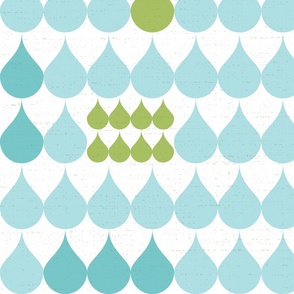 Summer raindrops in sky blue, green and white in medium scale