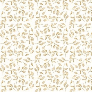 3" Leaf Foliage Line Art in Off White and Gold by Audrey Jeanne