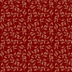 3" Leaf Foliage Line Art in Burgundy and Gold by Audrey Jeanne