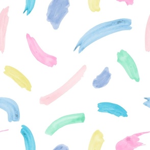 Brushstroke Splash in White + Pastel Rainbow