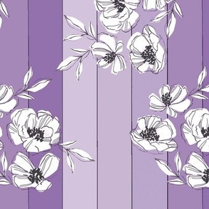 Stripes with flowers Purple