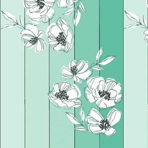 Tropical stripes with flowers Teal