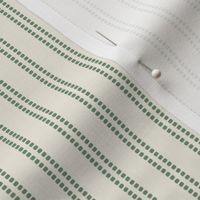 Seeded Stripe: Forest Green & Off White Beaded Stripe, Thin Stripe
