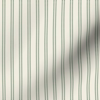 Seeded Stripe: Forest Green & Off White Beaded Stripe, Thin Stripe