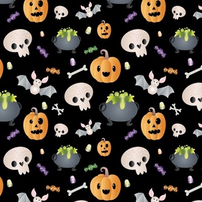 pumpkins and skulls