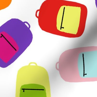 Multicolor Backpacks on White_3x