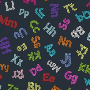 Multicolor Chalky Alphabet on Charcoal Gray_3x
