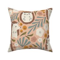 Cute Kawaii Hedgehogs in Blooms (Pink - Large Scale)