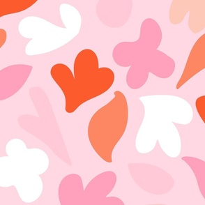 Simple Matisse Abstract Blobs - red, coral, pink, baby pink and white over baby pink background // Big scale