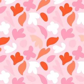 Simple Matisse Abstract Blobs - red, coral, pink, baby pink and white over baby pink background // Medium scale