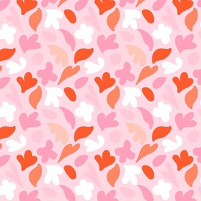  Simple Matisse Abstract Blobs - red, coral, pink, baby pink and white over baby pink background // Small scale