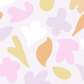 Simple Matisse Abstract Blobs- lilac, off white, green and peach over off white background. // Big Scale