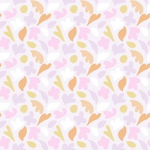 Simple Matisse Abstract Blobs - lilac, off white, green and peach over off white background. //  Small Scale