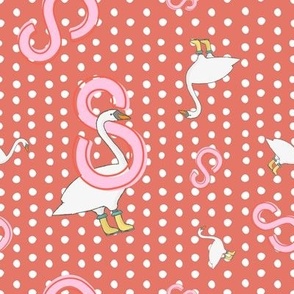S is for Swan - Pink & Red Dots - Cute Alphabet Set