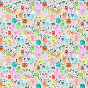 Cute Monsters mash Rainbow Mint green Small