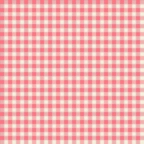 Striped Plaid Peachy Coral and Cream Small Scale Blender coordinate pattern