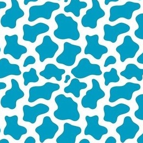 Small Scale Cow Print Caribbean Blue on White