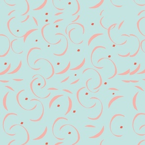 Waves minimalist pattern, under the sea. Baby blue and pink.