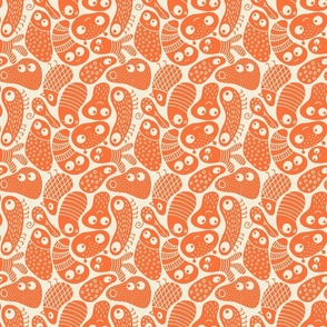 Cute Silly Blob Monsters - bright tangerine orange on cream - SHW1053 D -  medium scale